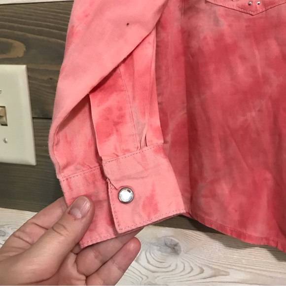 Rock 47 by Wrangler⚜️Girls Western Detail Tye Dye Button Snap Long Sleeved Shirt - Picture 6 of 8